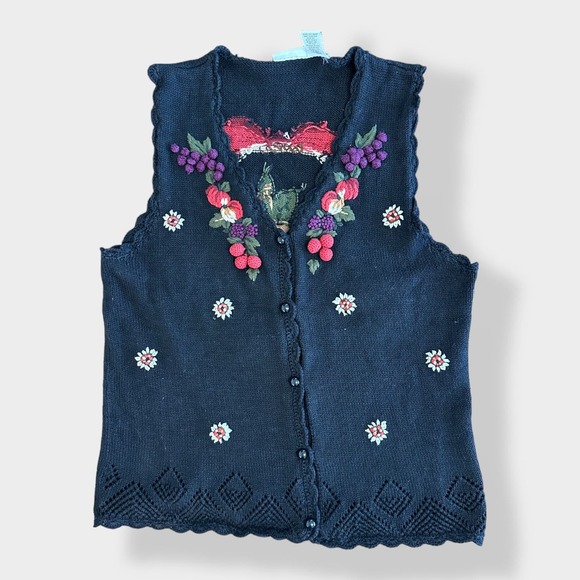 Capacity Vintage 3D Knit Fruit Sweater Vest Cardigan Size M - Picture 1 of 8